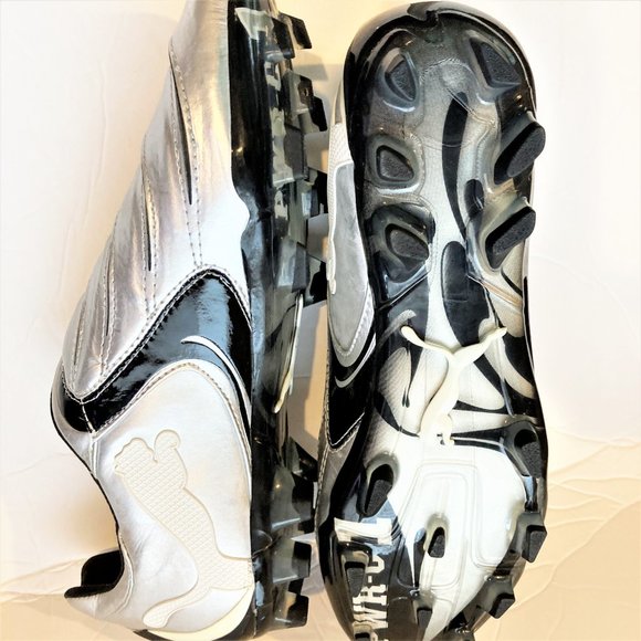 NEW Puma Soccer Shoes Cleats Power Cat-1 Men 9 Silver Black FREE SHIPPING main image 5